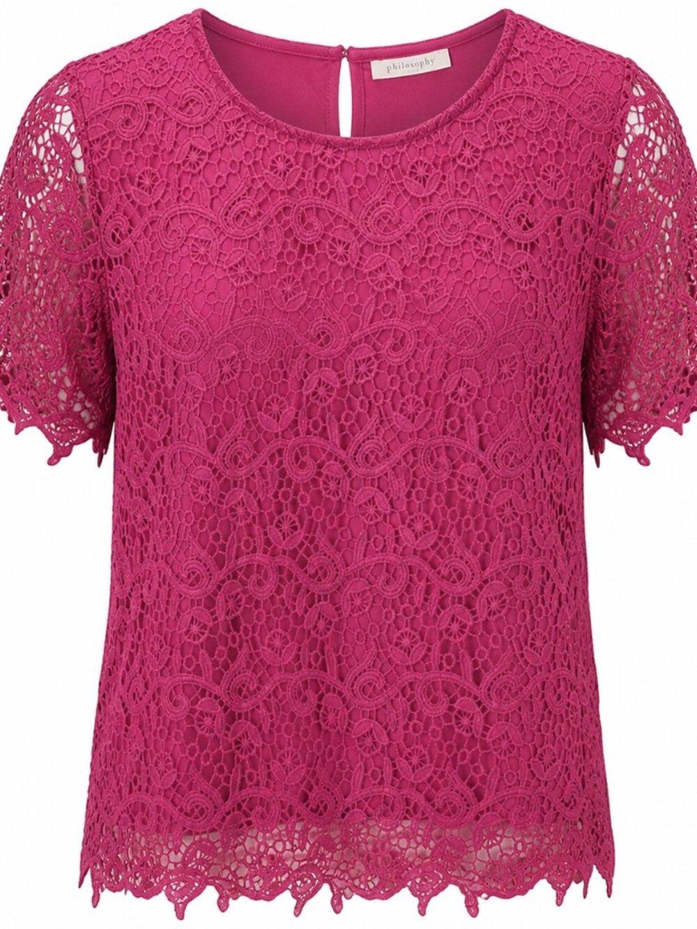 NWT Philosophy Pink Lace Top XXL Short Sleeve Floral Feminine Blouse